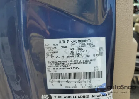 2010 Ford F150 Supercrew from USA, damaged, VIN 1FTFW1EV9AKB56854